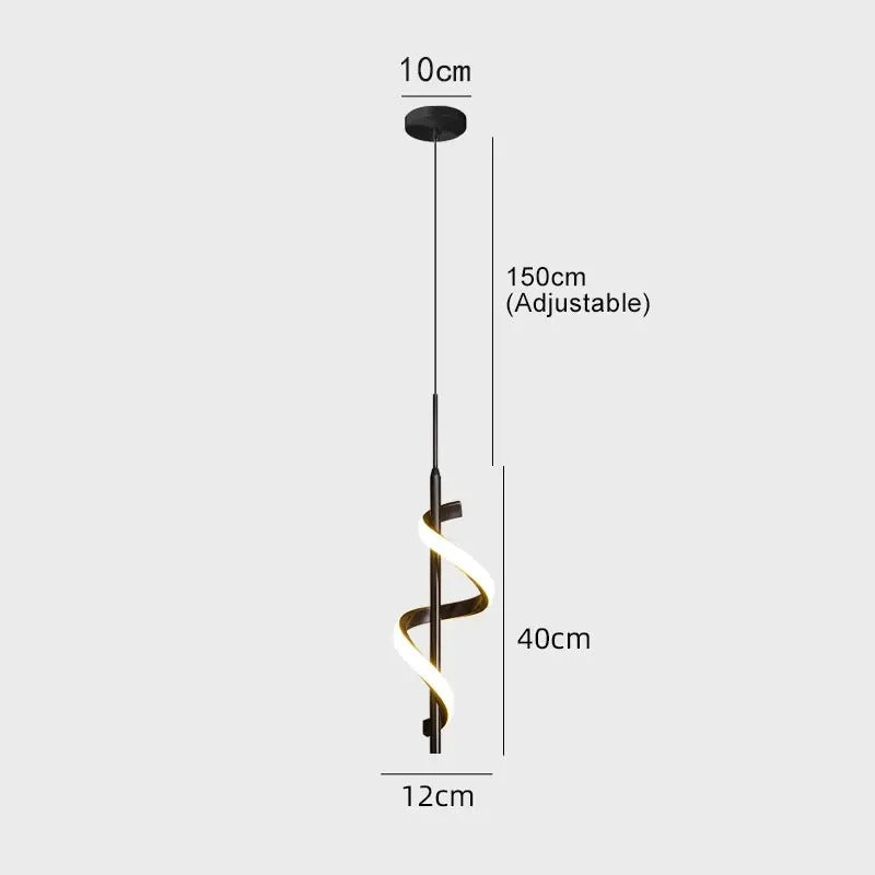 Aurion Spiral Pendant – Nordic LED Hanging Wall Light