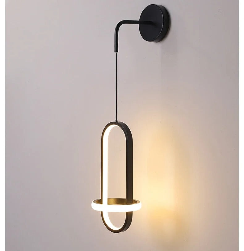 AuroraRing Sconce – Modern Gold & Black Wall Loop Light