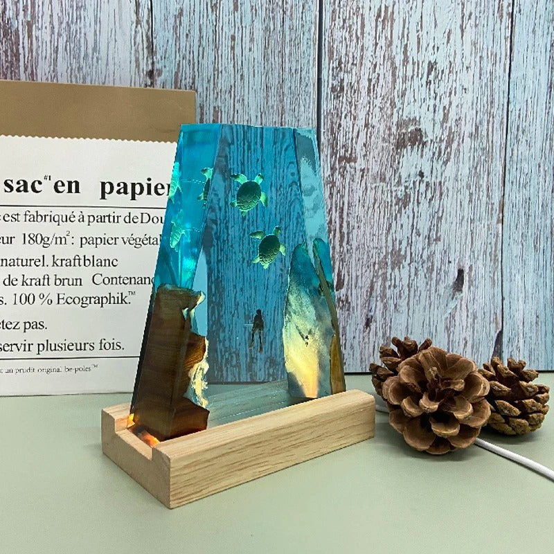 Sea Turtle Horizon Resin Lamp