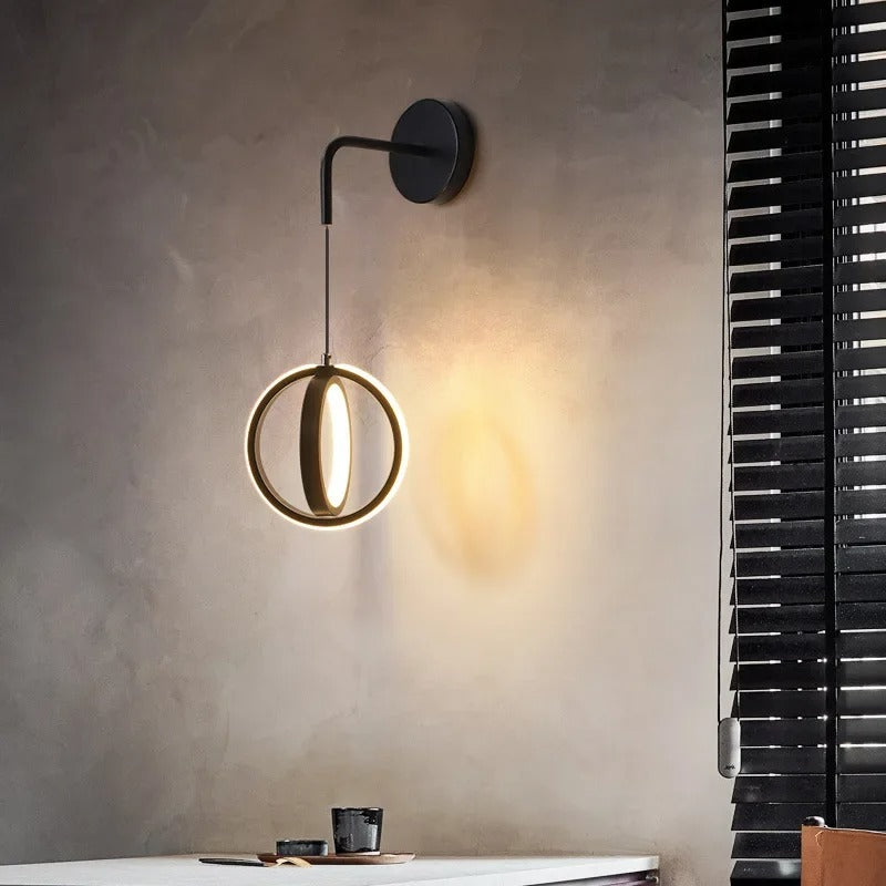 AuroraRing Sconce – Modern Gold & Black Wall Loop Light