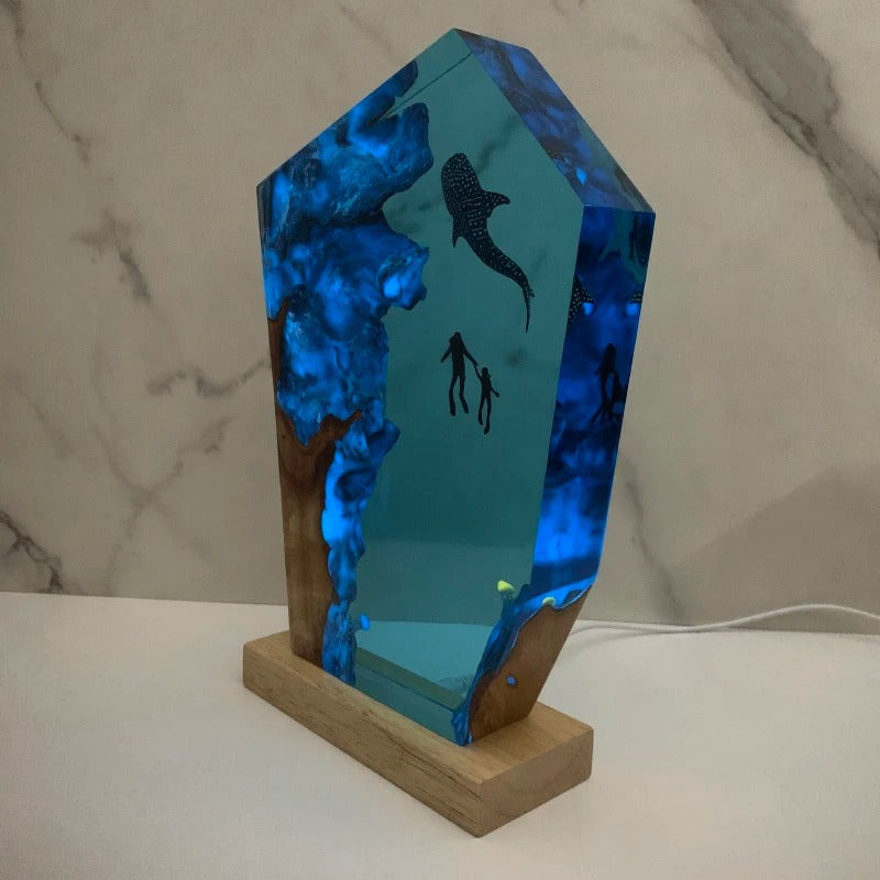 Ocean Abyss Resin LED Lamp – Whale Diver Edition