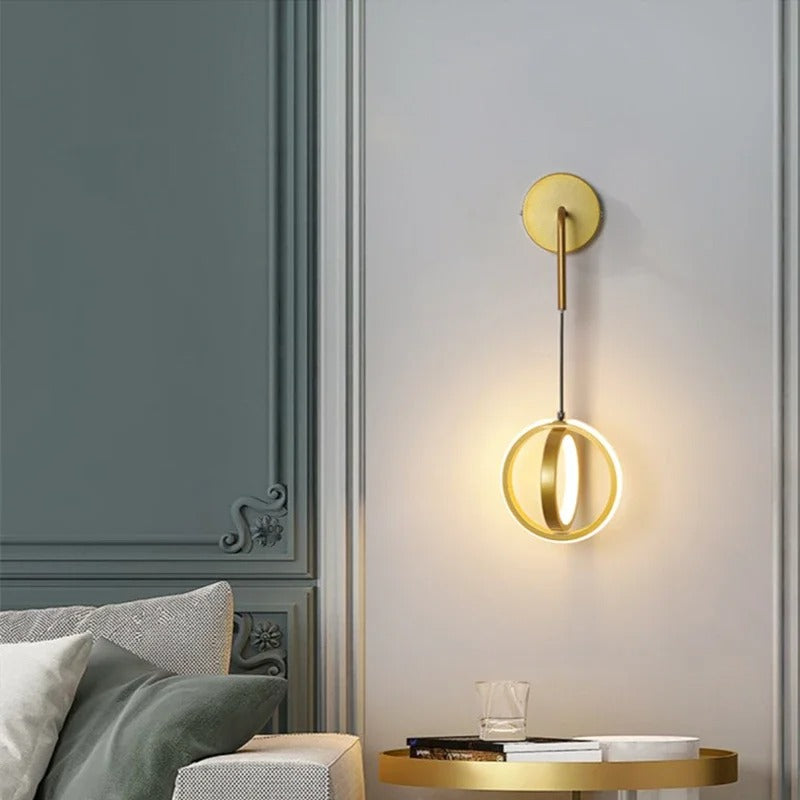 AuroraRing Sconce – Modern Gold & Black Wall Loop Light