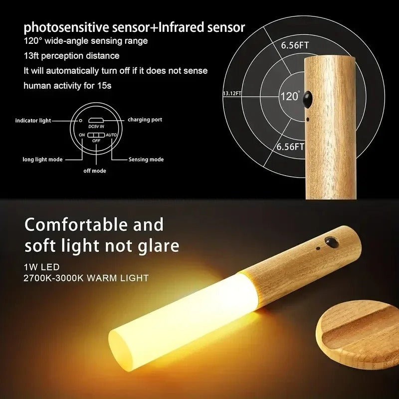 Walnut Halo Motion LED Light