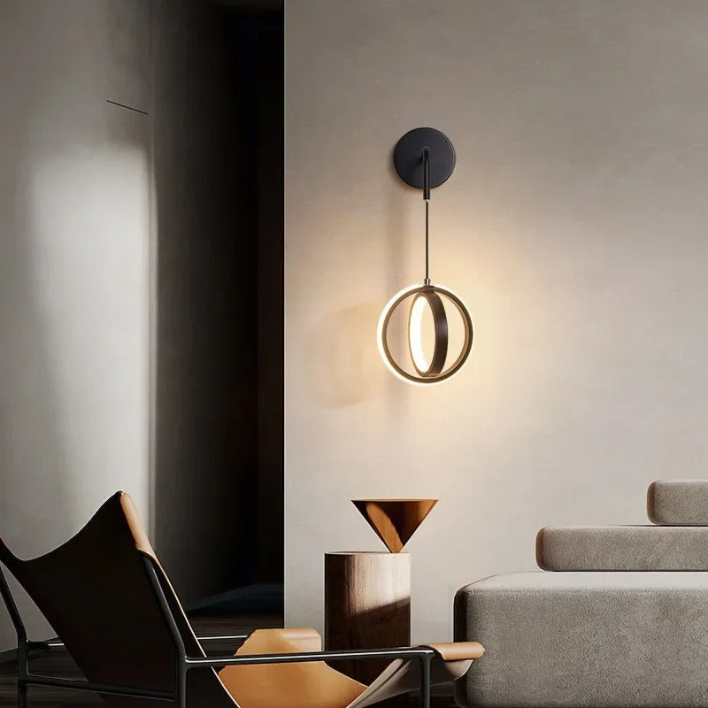 AuroraRing Sconce – Modern Gold & Black Wall Loop Light