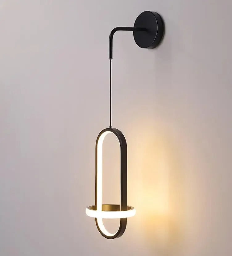 AuroraRing Sconce – Modern Gold & Black Wall Loop Light