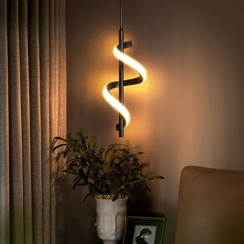 Aurion Spiral Pendant – Nordic LED Hanging Wall Light