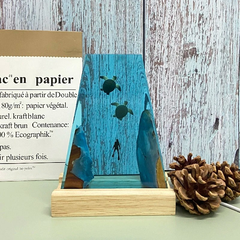 Sea Turtle Horizon Resin Lamp