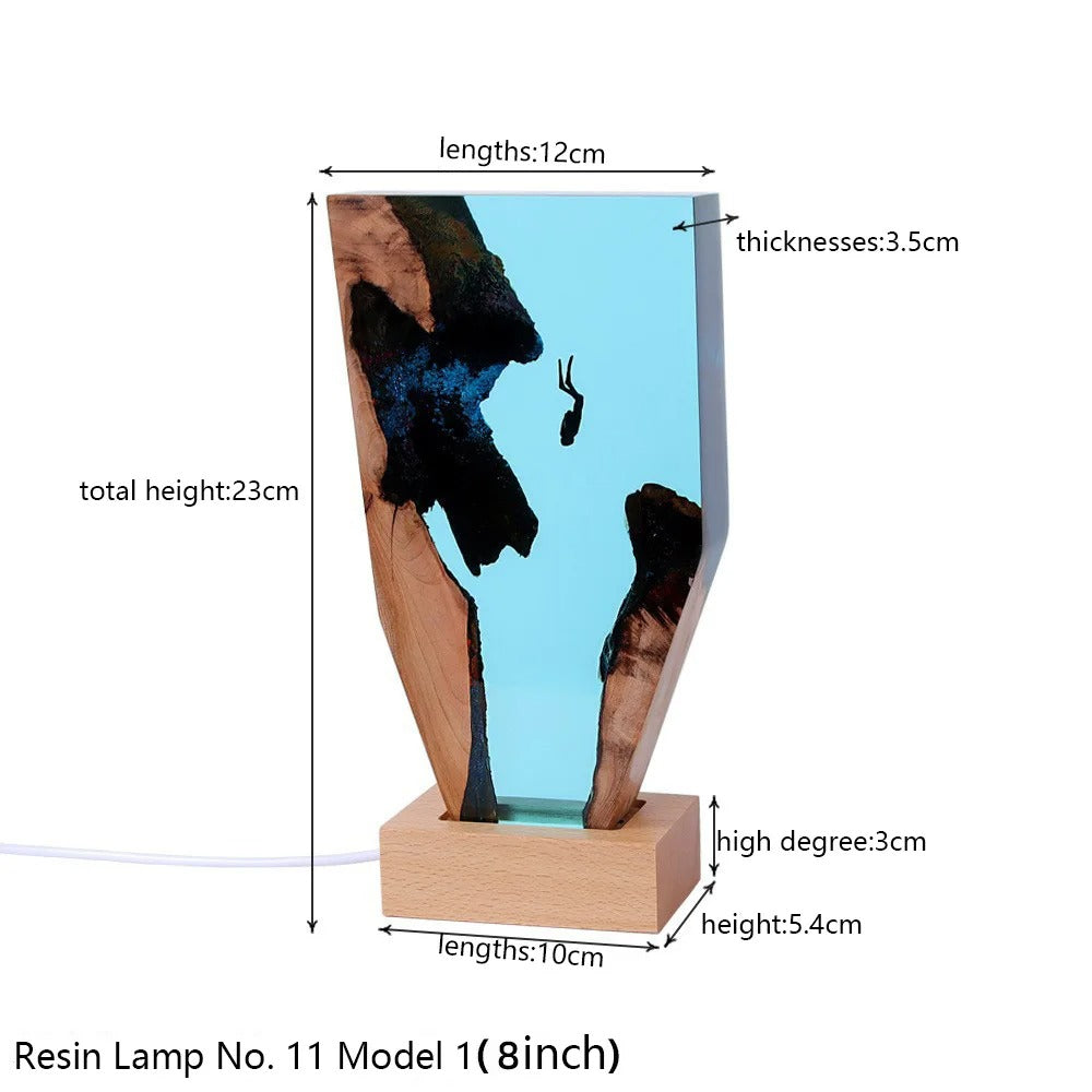Ocean Depths Resin Diver Lamp