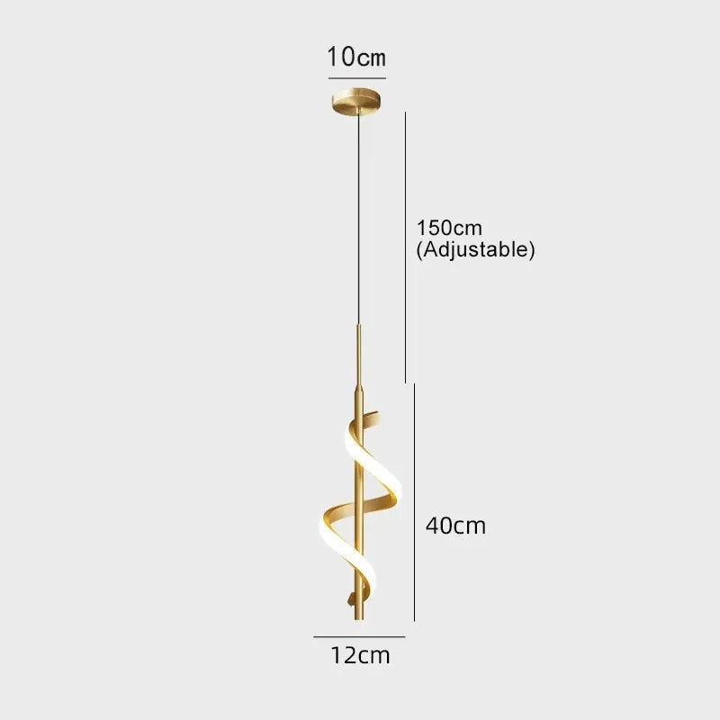 Aurion Spiral Pendant – Nordic LED Hanging Wall Light