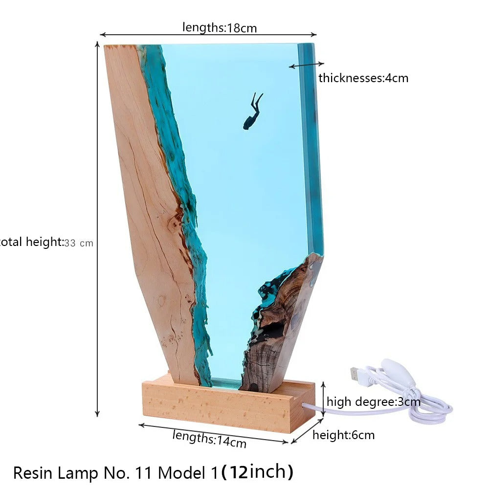 Ocean Depths Resin Diver Lamp