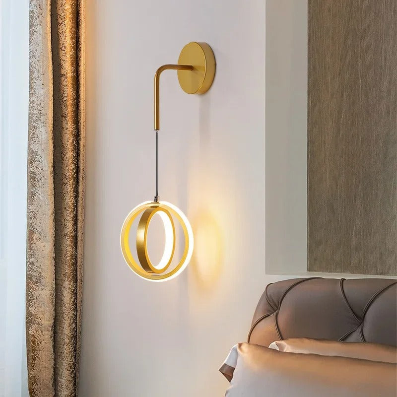 AuroraRing Sconce – Modern Gold & Black Wall Loop Light