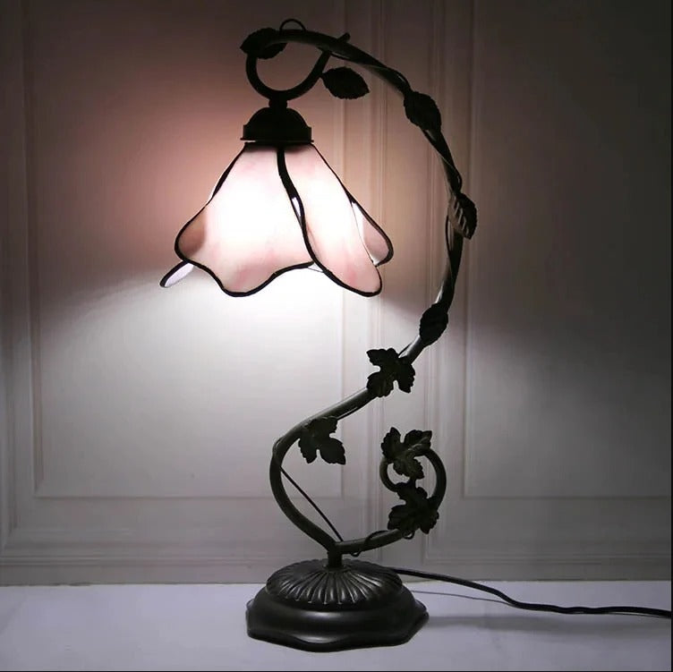 Wisteria Glow Stained Glass Lamp