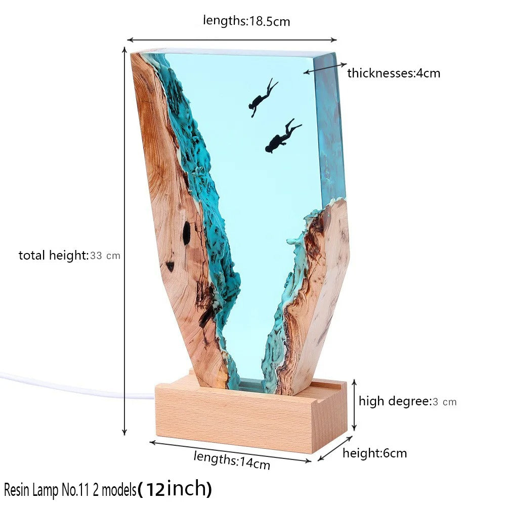 Ocean Depths Resin Diver Lamp
