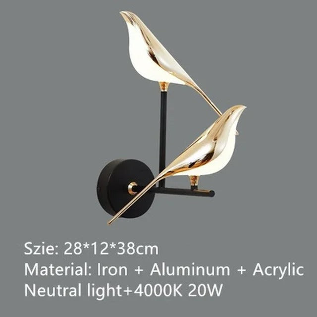 Golden Magpie Wall Light